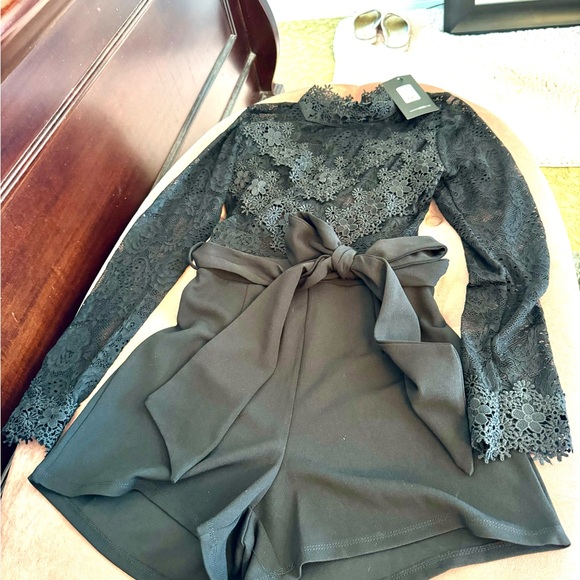 New Fashion Nova Romper Lace Black Size Small - Picture 5 of 6